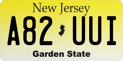 NJ license plate A82UUI