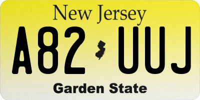 NJ license plate A82UUJ