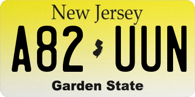 NJ license plate A82UUN