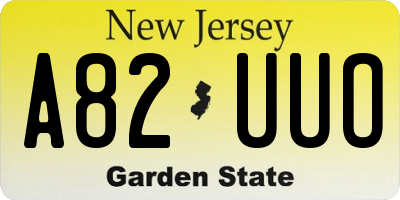 NJ license plate A82UUO