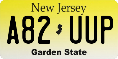 NJ license plate A82UUP