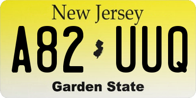 NJ license plate A82UUQ