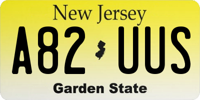 NJ license plate A82UUS