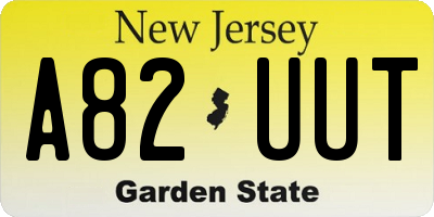 NJ license plate A82UUT