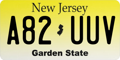 NJ license plate A82UUV