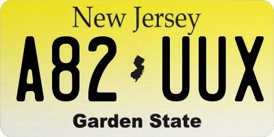 NJ license plate A82UUX