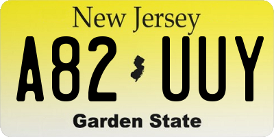 NJ license plate A82UUY