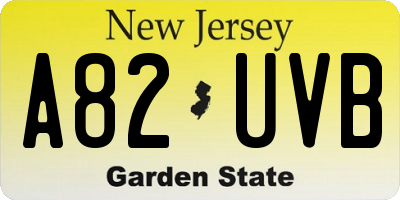 NJ license plate A82UVB