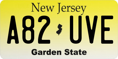 NJ license plate A82UVE