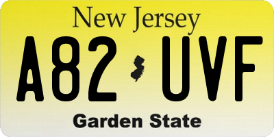NJ license plate A82UVF
