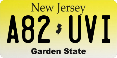 NJ license plate A82UVI