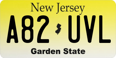 NJ license plate A82UVL