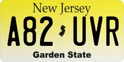 NJ license plate A82UVR