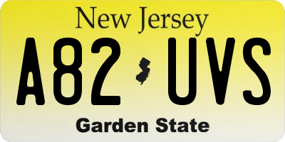 NJ license plate A82UVS