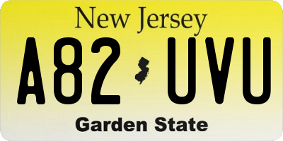 NJ license plate A82UVU