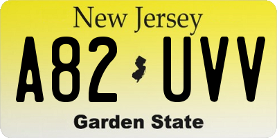 NJ license plate A82UVV
