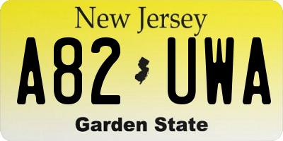NJ license plate A82UWA