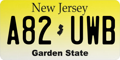 NJ license plate A82UWB