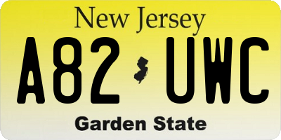 NJ license plate A82UWC