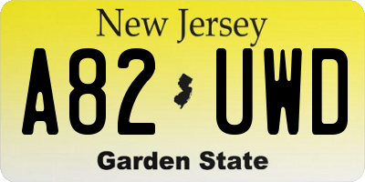 NJ license plate A82UWD