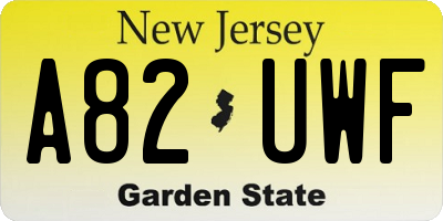 NJ license plate A82UWF