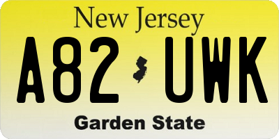 NJ license plate A82UWK
