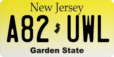 NJ license plate A82UWL