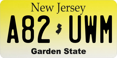 NJ license plate A82UWM