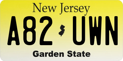 NJ license plate A82UWN