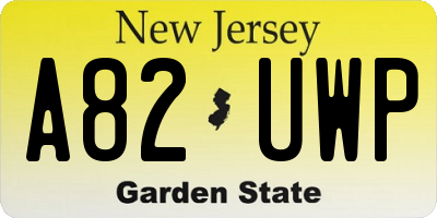 NJ license plate A82UWP