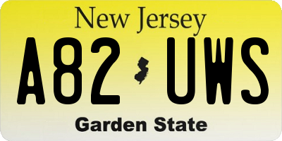 NJ license plate A82UWS