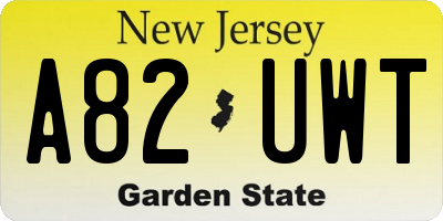 NJ license plate A82UWT