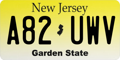 NJ license plate A82UWV