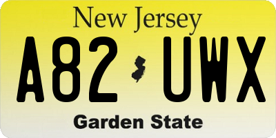 NJ license plate A82UWX