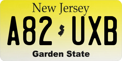 NJ license plate A82UXB