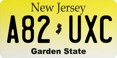 NJ license plate A82UXC