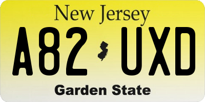 NJ license plate A82UXD