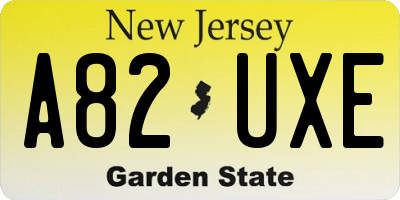 NJ license plate A82UXE