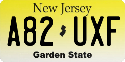 NJ license plate A82UXF