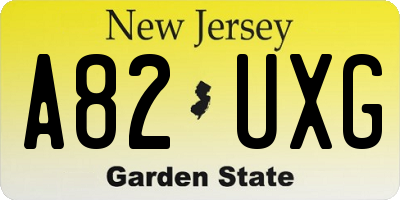 NJ license plate A82UXG