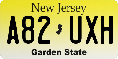 NJ license plate A82UXH