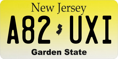 NJ license plate A82UXI