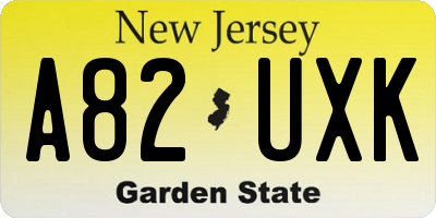 NJ license plate A82UXK