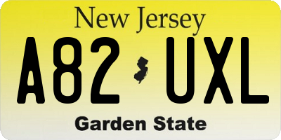 NJ license plate A82UXL