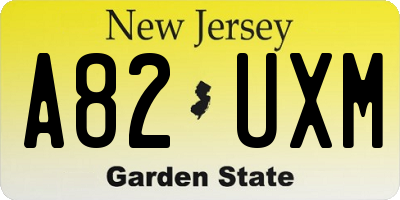 NJ license plate A82UXM