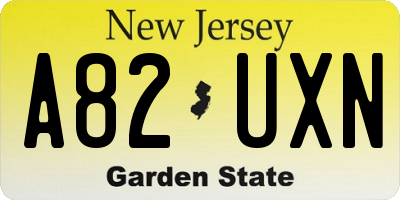 NJ license plate A82UXN