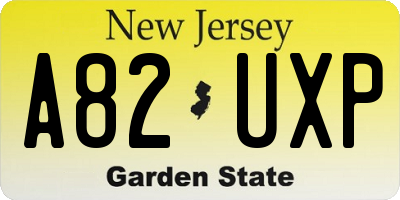 NJ license plate A82UXP
