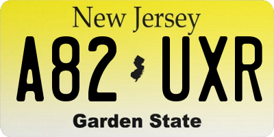 NJ license plate A82UXR