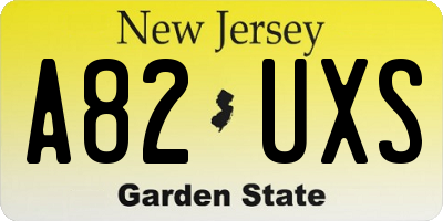 NJ license plate A82UXS