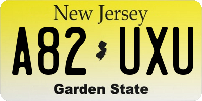 NJ license plate A82UXU